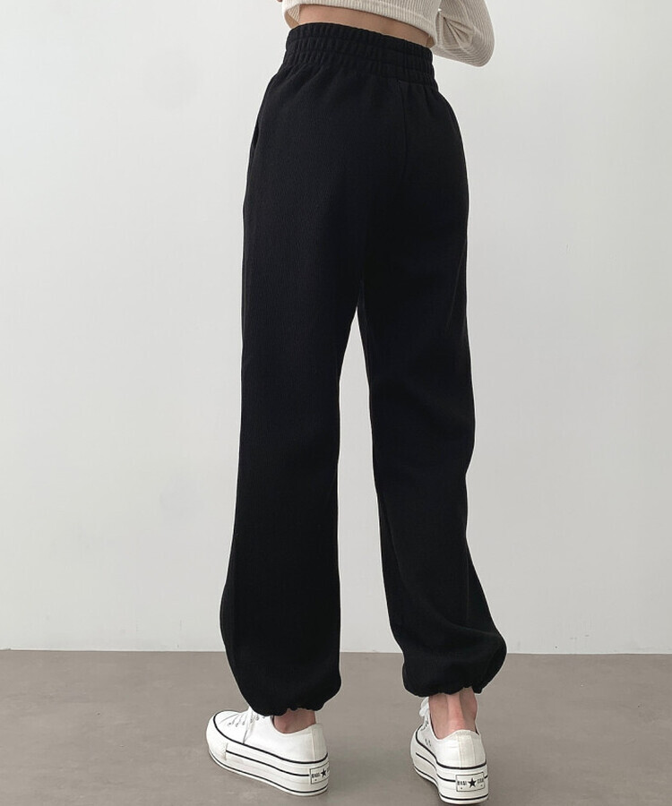 코듀로이 융털기모 골덴 투웨이 롱와이드 조거 따돗 팬츠 블랙