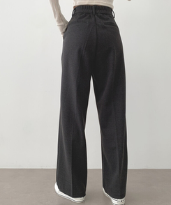 起毛ピンタックワイドスラックス(後ろゴム/丈選択可能) グレー