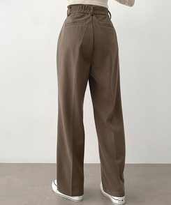 起毛ピンタックワイドスラックス(後ろゴム/丈選択可能) ベージュ