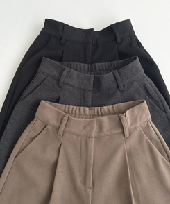 起毛ピンタックワイドスラックス(後ろゴム/丈選択可能)