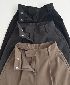 起毛ピンタックワイドスラックス(後ろゴム/丈選択可能)