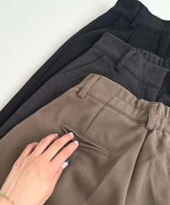 起毛ピンタックワイドスラックス(後ろゴム/丈選択可能)