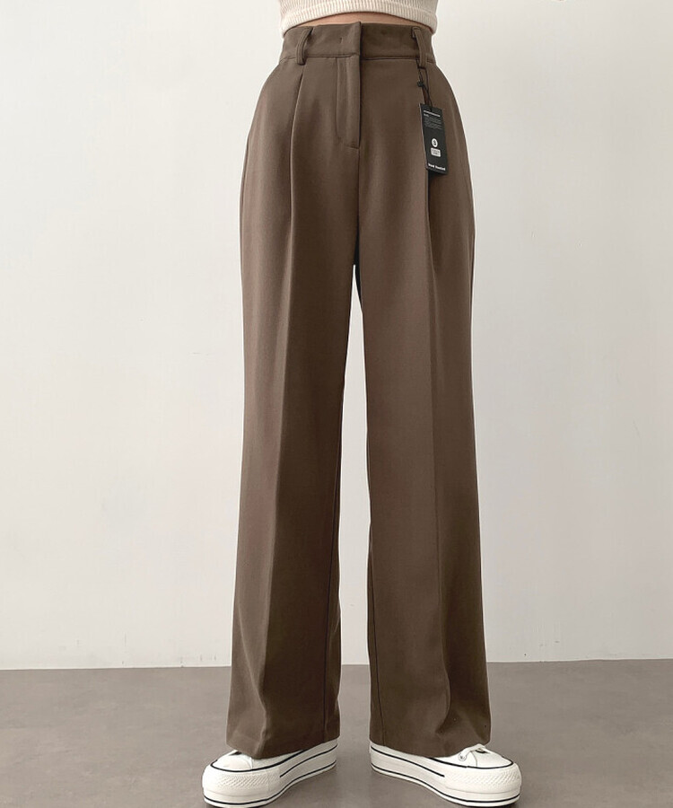 起毛ピンタックワイドスラックス(後ろゴム/丈選択可能) ベージュ