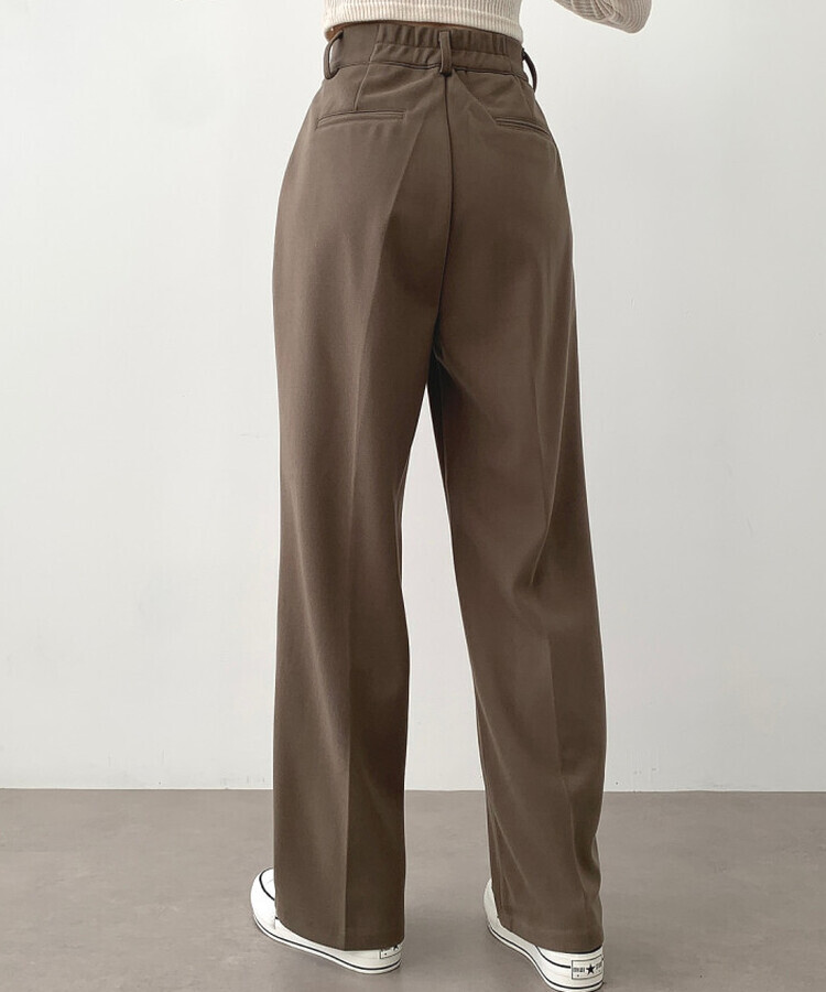 起毛ピンタックワイドスラックス(後ろゴム/丈選択可能) ベージュ