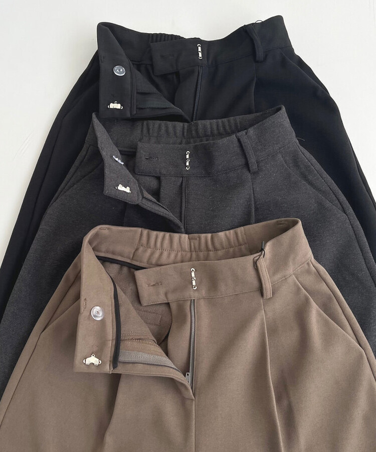 起毛ピンタックワイドスラックス(後ろゴム/丈選択可能)