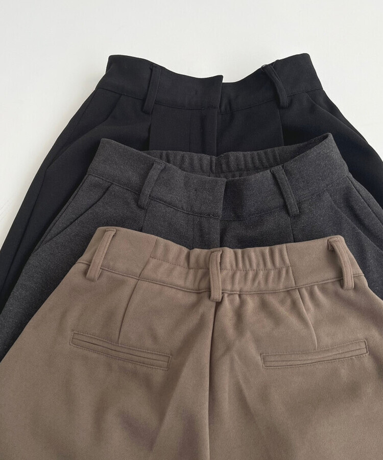 起毛ピンタックワイドスラックス(後ろゴム/丈選択可能)