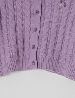 英文刺繍ケーブルニットカーディガン7色｜カーディガン｜韓国