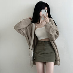 ミニスカート カーゴポケットミニスカート(裏パンツ付き) カーキ