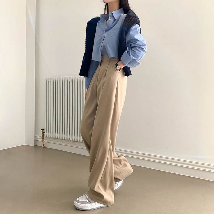 ストレートワイドスラックス5色(SHORT/LONG)｜スラックス｜韓国