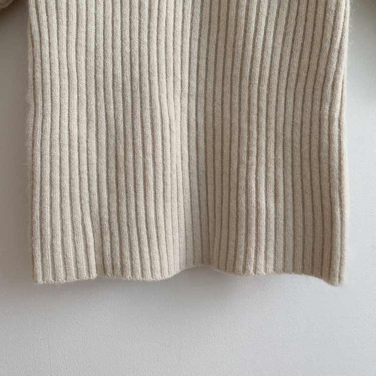 남심저격 스퀘어넥 퍼프 골지 긴팔 미니 원피스