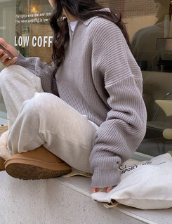 ハーフジップアップパンチングニット5色｜ニット｜韓国ファッション