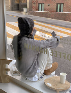 ハーフジップアップパンチングニット5色 グレー