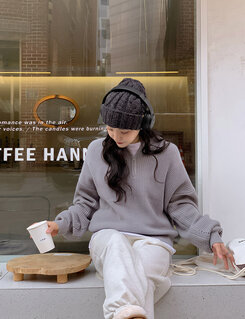 ハーフジップアップパンチングニット5色 グレー