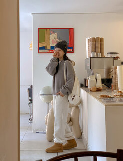 ハーフジップアップパンチングニット5色 グレー