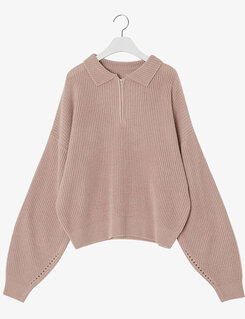 ハーフジップアップパンチングニット5色