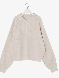 ハーフジップアップパンチングニット5色