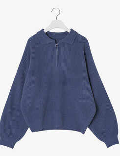 ハーフジップアップパンチングニット5色