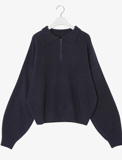 ハーフジップアップパンチングニット5色