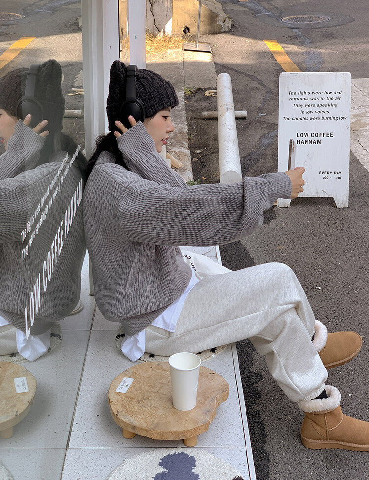 ハーフジップアップパンチングニット5色｜ニット｜韓国ファッション