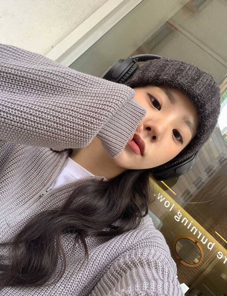 ハーフジップアップパンチングニット5色 グレー