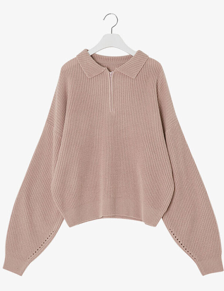 ハーフジップアップパンチングニット5色