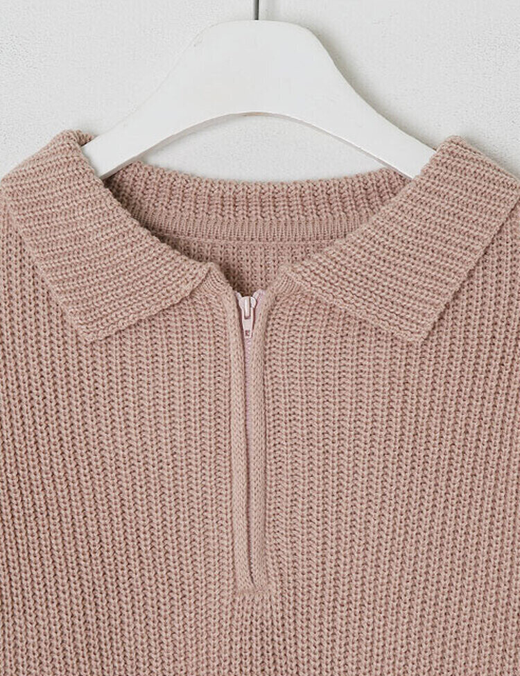 ハーフジップアップパンチングニット5色