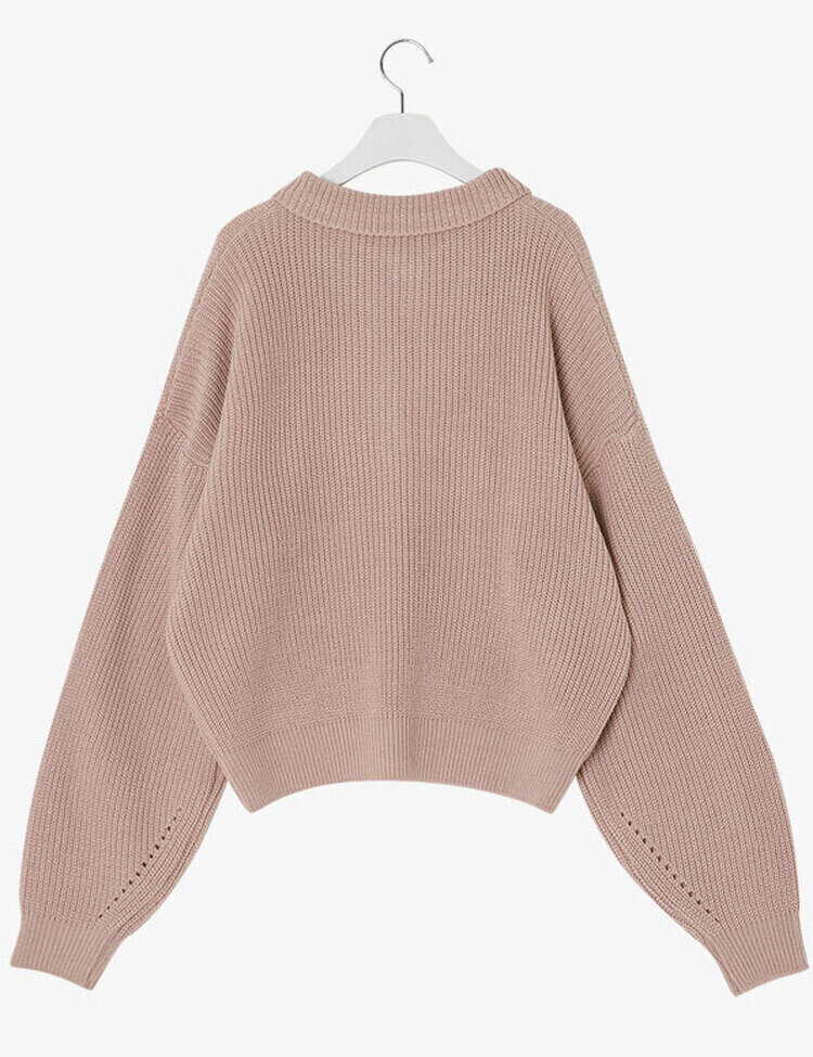 ハーフジップアップパンチングニット5色