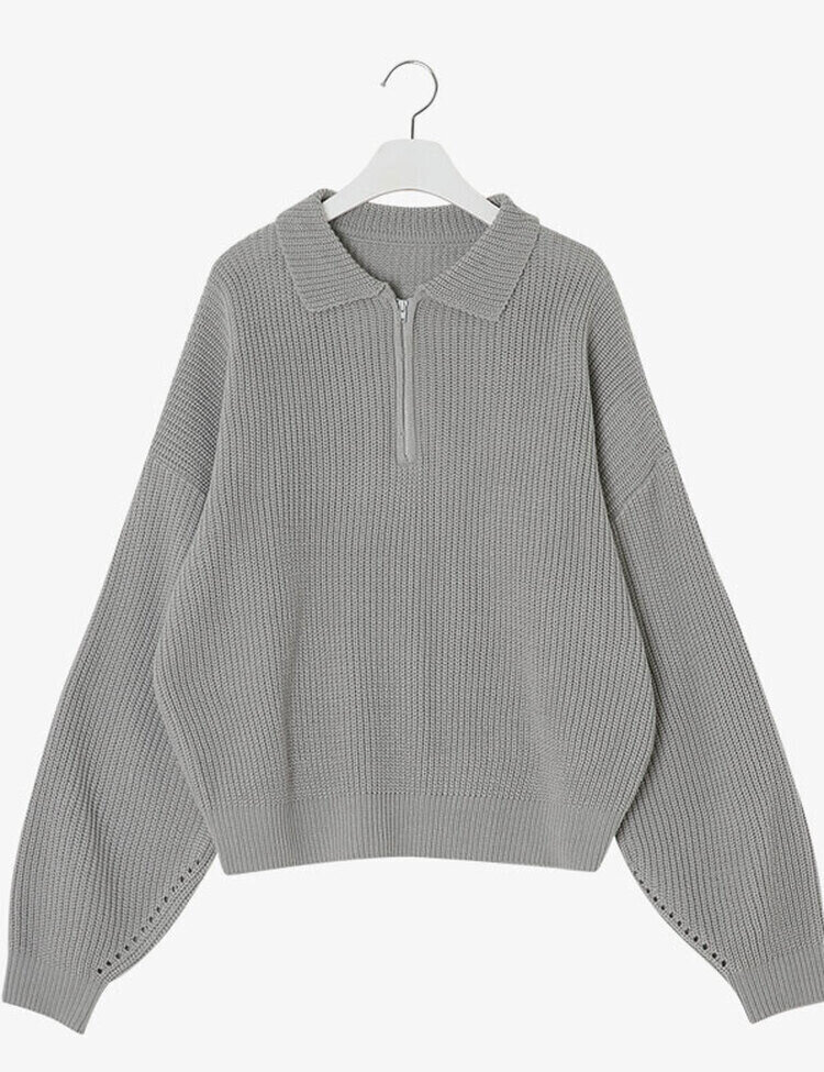 ハーフジップアップパンチングニット5色