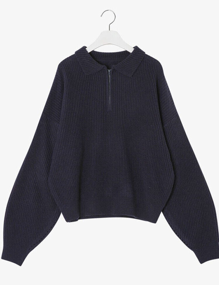 ハーフジップアップパンチングニット5色
