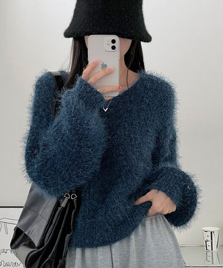 Vネックファーニット6色｜ニット｜韓国ファッション通販 SONA