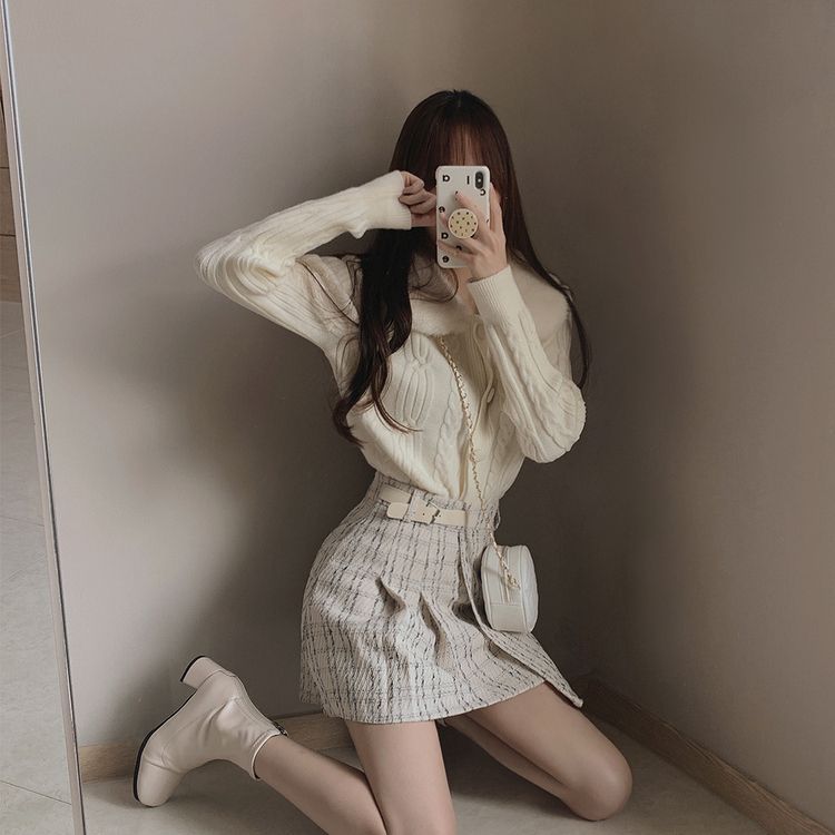 サイドプリーツツイードミニスカート(パンツ裏地)｜ミニスカート｜韓国