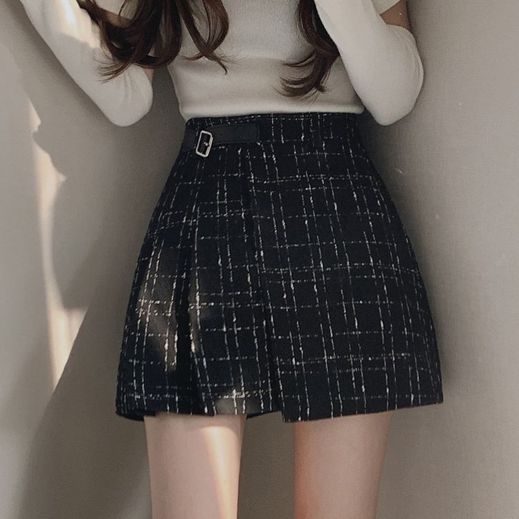サイドプリーツツイードミニスカート(パンツ裏地)｜ミニスカート｜韓国