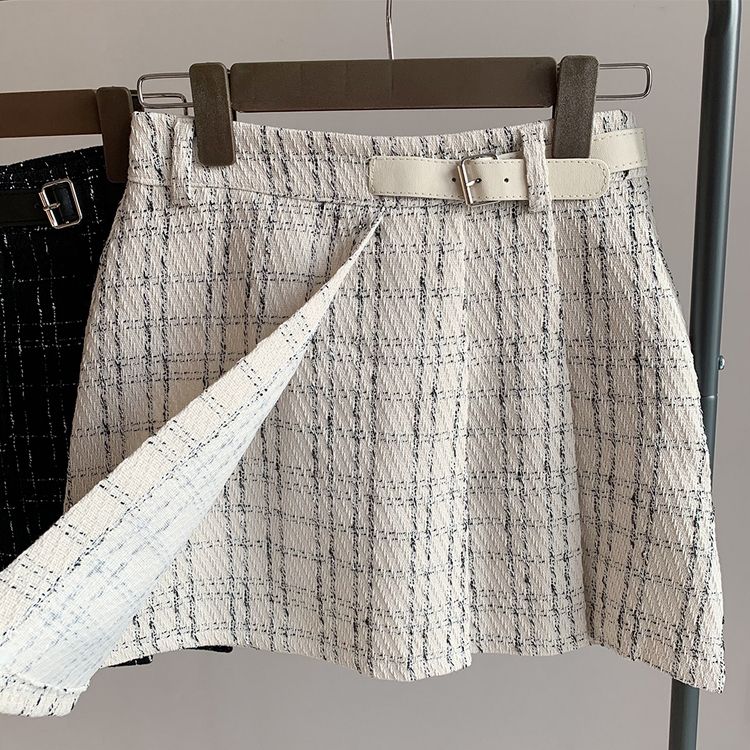 サイドプリーツツイードミニスカート(パンツ裏地)｜ミニスカート｜韓国