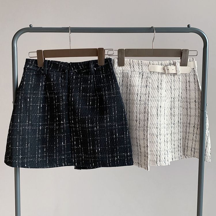 サイドプリーツツイードミニスカート(パンツ裏地)｜ミニスカート｜韓国