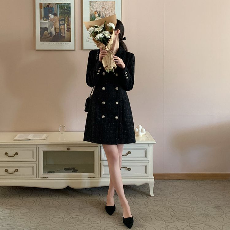 45Rツィードワンピースとジャケット フォーマルワンピース ジャケット セット 膝丈 テーラードジャケット