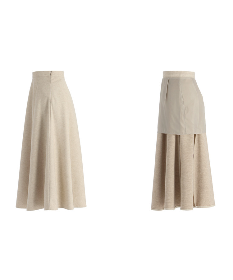 【新品未使用タグアリ】P&M レーススカート 膝下ロングスカート 洗える】リネンレーヨンストレッチ タック スカート / 23区
