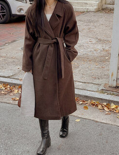 ビッグカラーストラップロングコート｜コート｜韓国ファッション通販 SONA