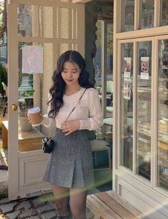 ハートネックパフ長袖Tシャツ5色 アイボリー