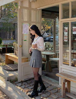 ハートネックパフ長袖Tシャツ5色 アイボリー