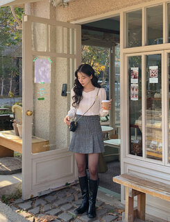 ハートネックパフ長袖Tシャツ5色 アイボリー