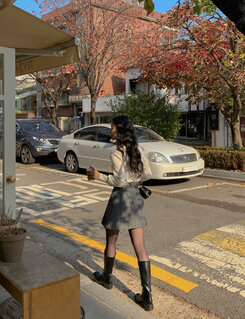 ハートネックパフ長袖Tシャツ5色 アイボリー