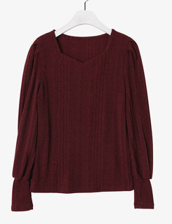 ハートネックパフ長袖Tシャツ5色