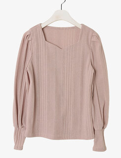 ハートネックパフ長袖Tシャツ5色