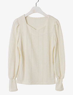 ハートネックパフ長袖Tシャツ5色