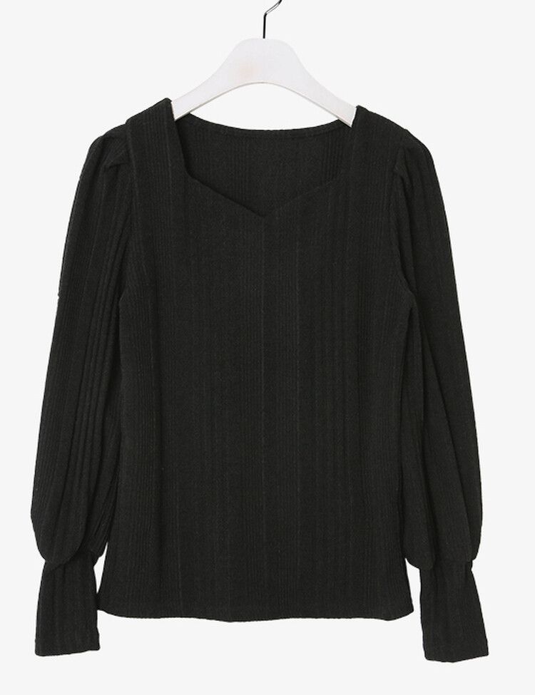 ハートネックパフ長袖Tシャツ5色