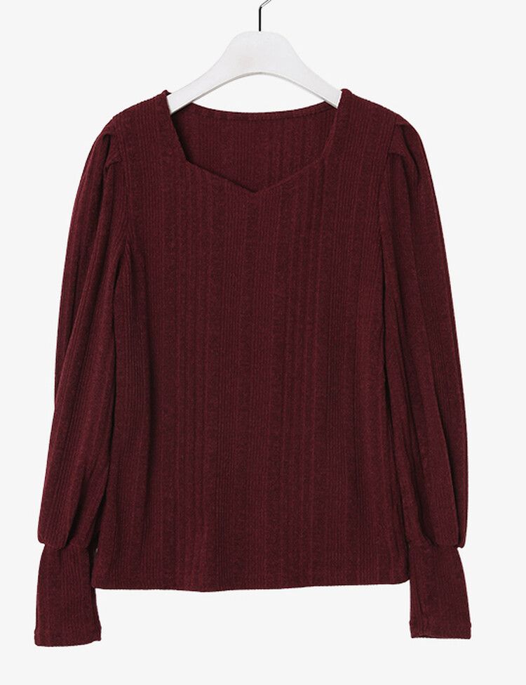 ハートネックパフ長袖Tシャツ5色