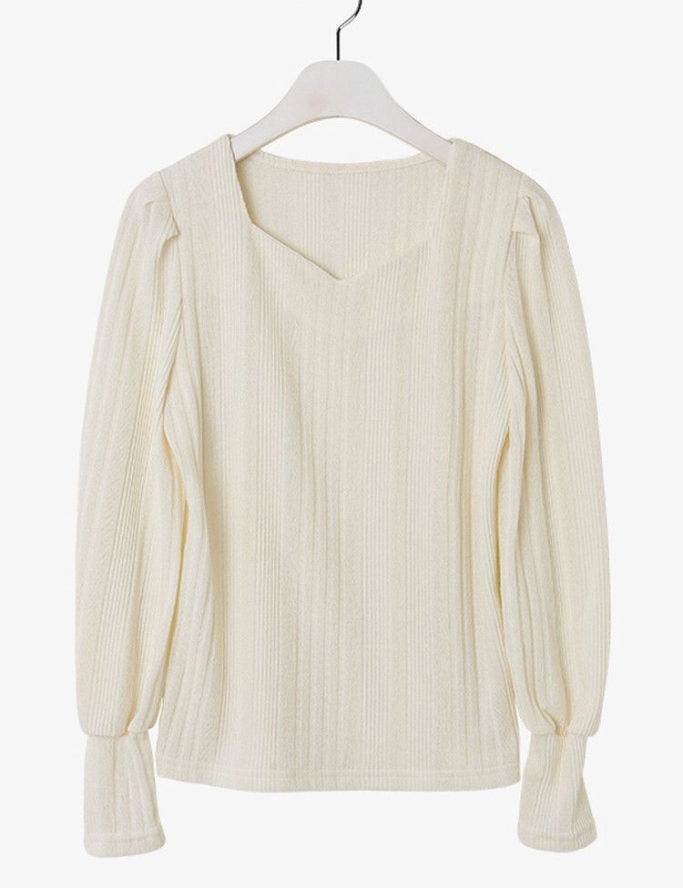 ハートネックパフ長袖Tシャツ5色