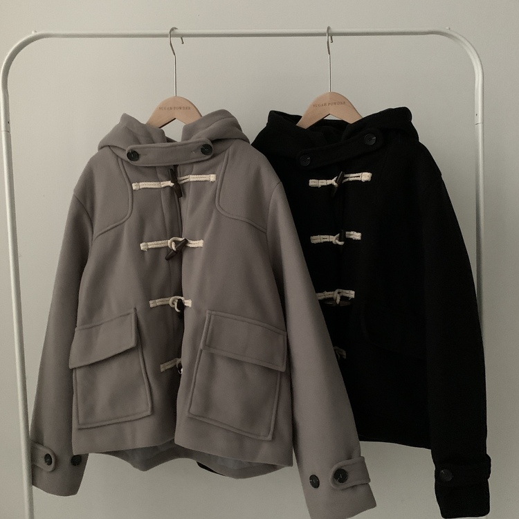 라쿤 누빔 떡볶이 후드 코트자켓 2color