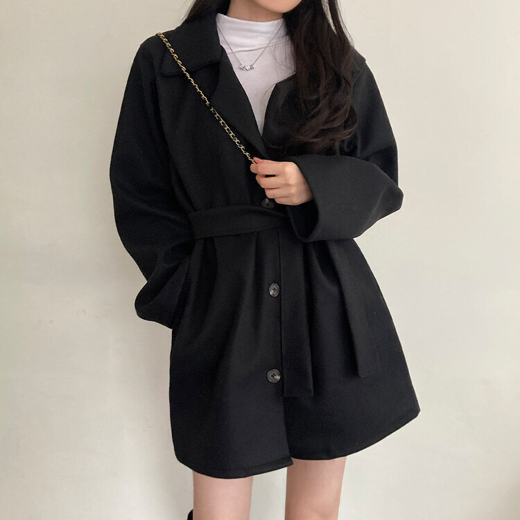 FERRE フェレ ウール コート ベルト付 XL 襟3Wayベルト付きフェイクウールトレンチコート[ze783