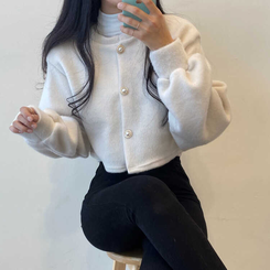 パールボタンクロップカーディガン IVORY